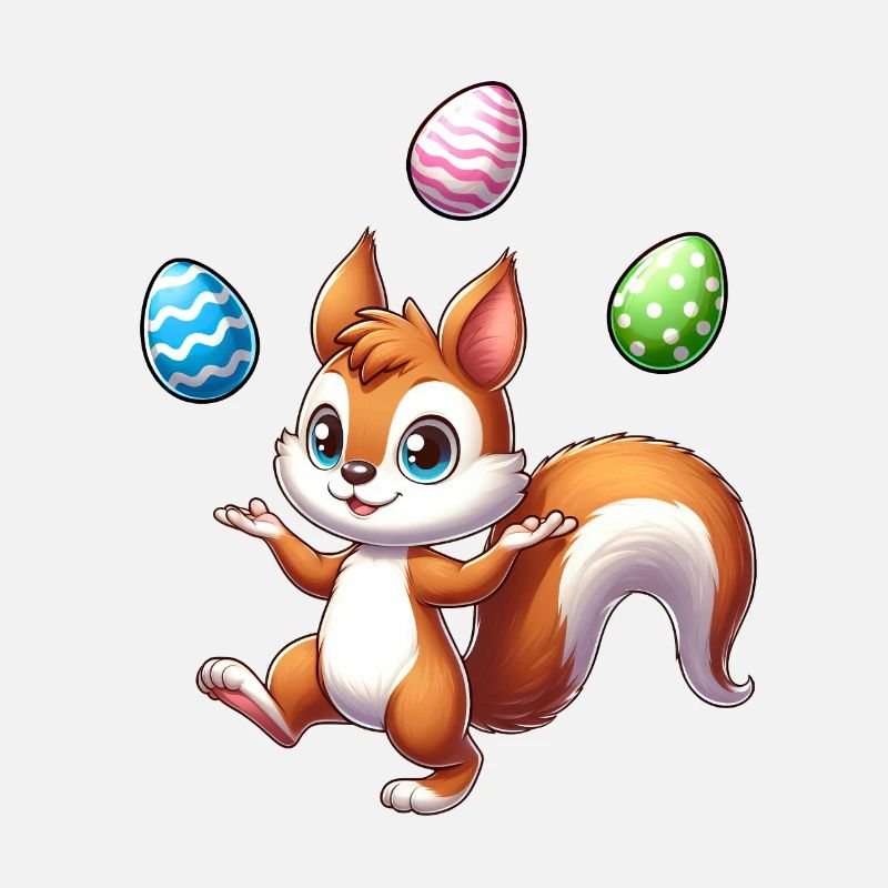 Osterei Jonglierendes Eichhörnchen Comic Design