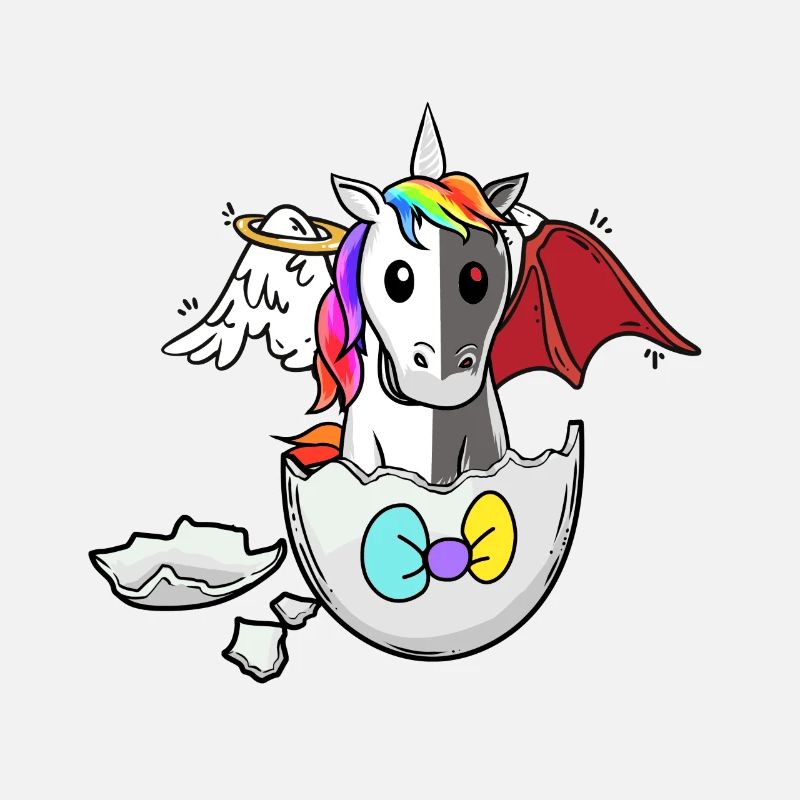 Baby Einhorn Geburt Eierschale gut böse Eier