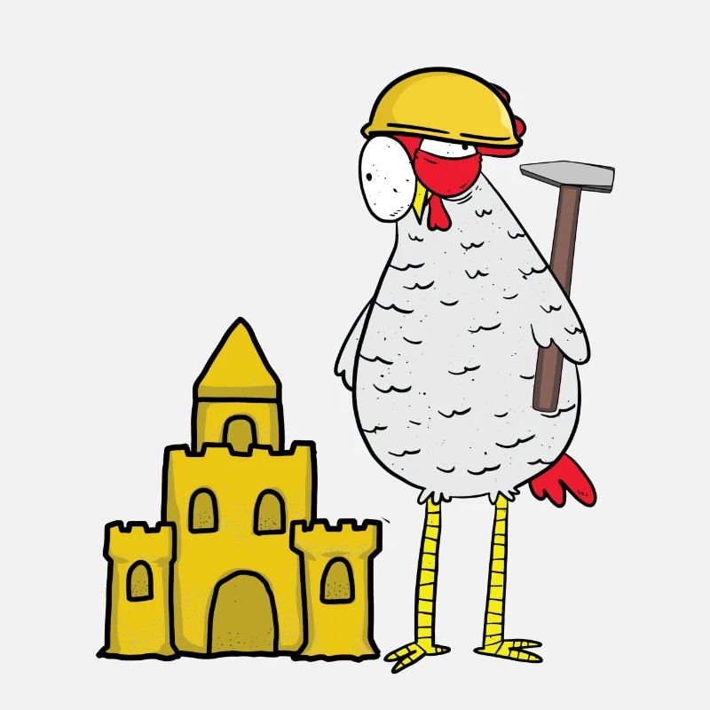 Craftsman Chicken Sandcastle Construction Site Building Builder