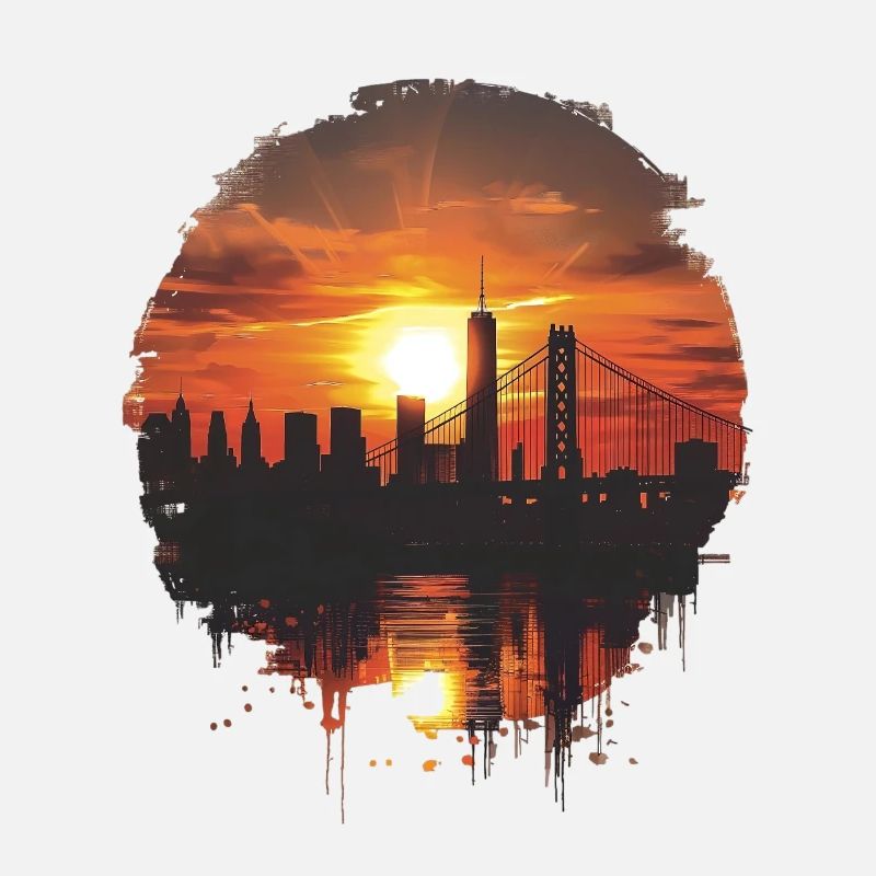 Sunset panorama with skyline