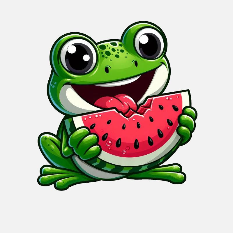 Grenouille Avec Pastèque Fruité Drôle