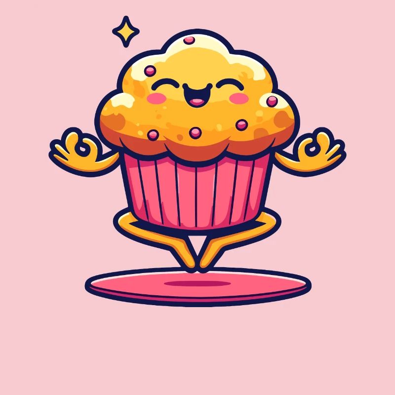 Cute Cupcake with Smiley Face