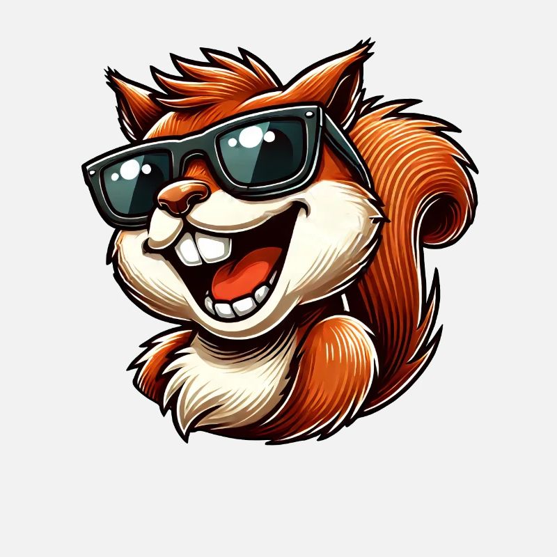 Cool squirrel with sunglasses laughing