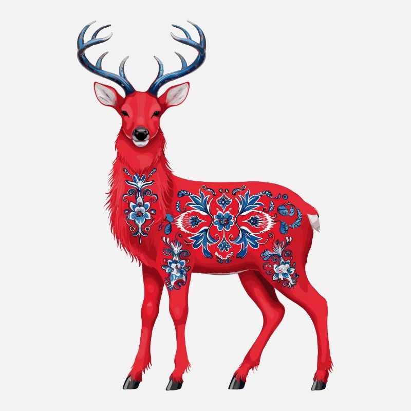 Red deer with floral pattern