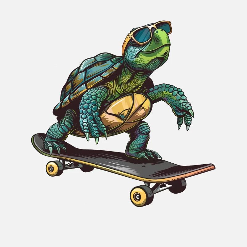 Cool turtle on a skateboard