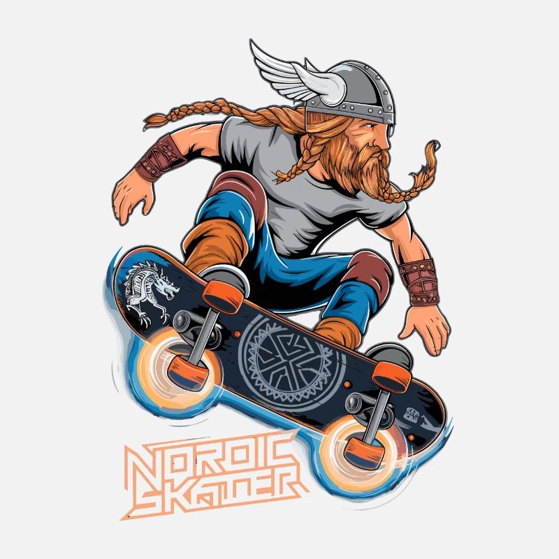 Wikinger-Krieger-Skateboarder