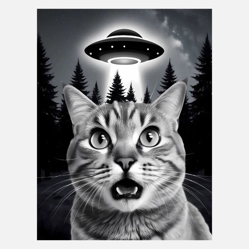 Selfie von einer Katze mit Ufo