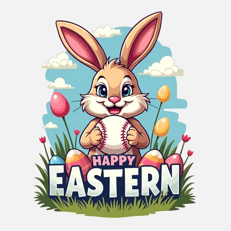 Baseball Happy Eastern Easter Bunny Sport