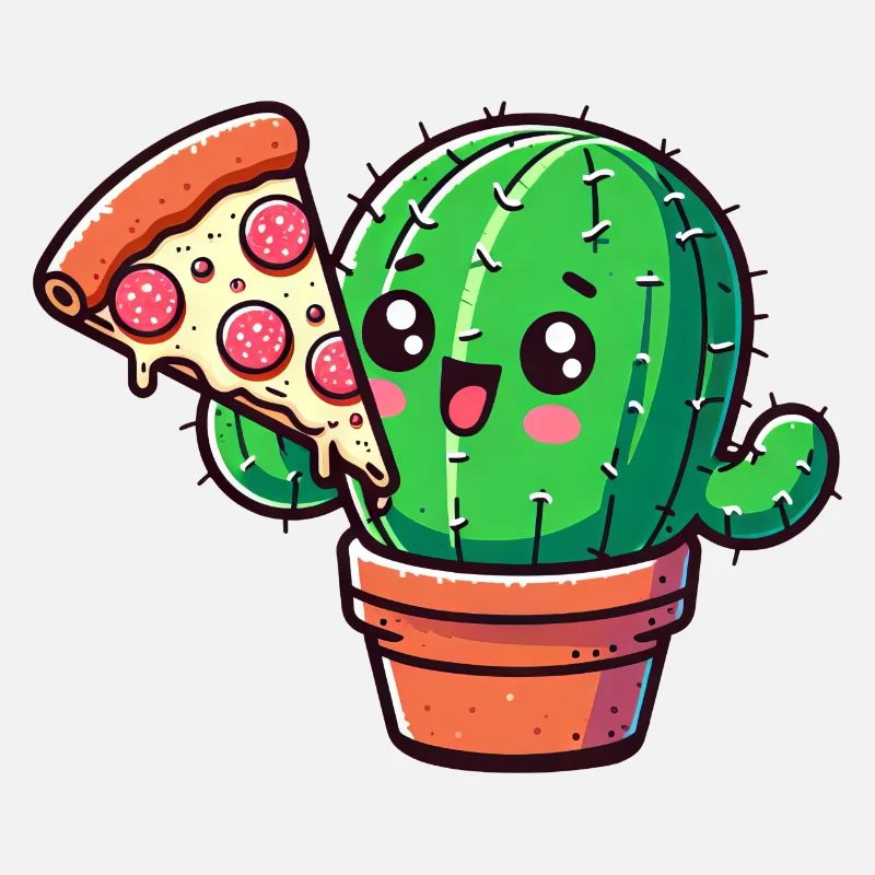Bande dessinée mignonne Cactus Pizza