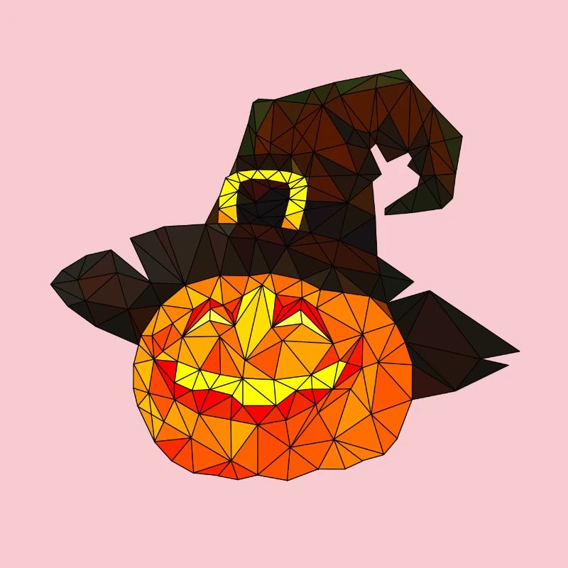 Polygonal Halloween Pumpkin Triangular Poly Art