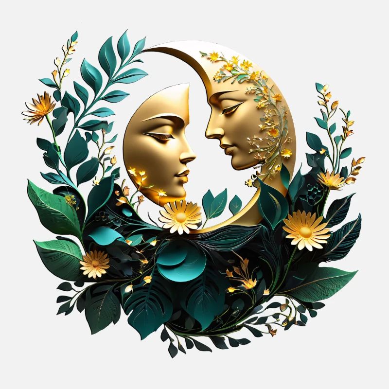 Two decorated crescent moons