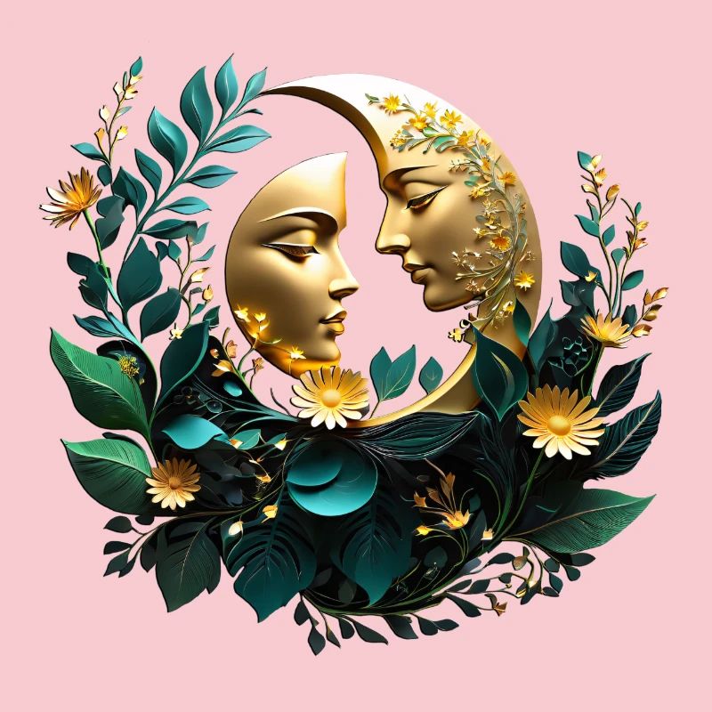 Two decorated crescent moons