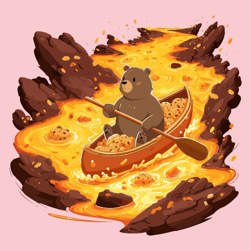 Ours de lave dans un canoë plein de biscuits