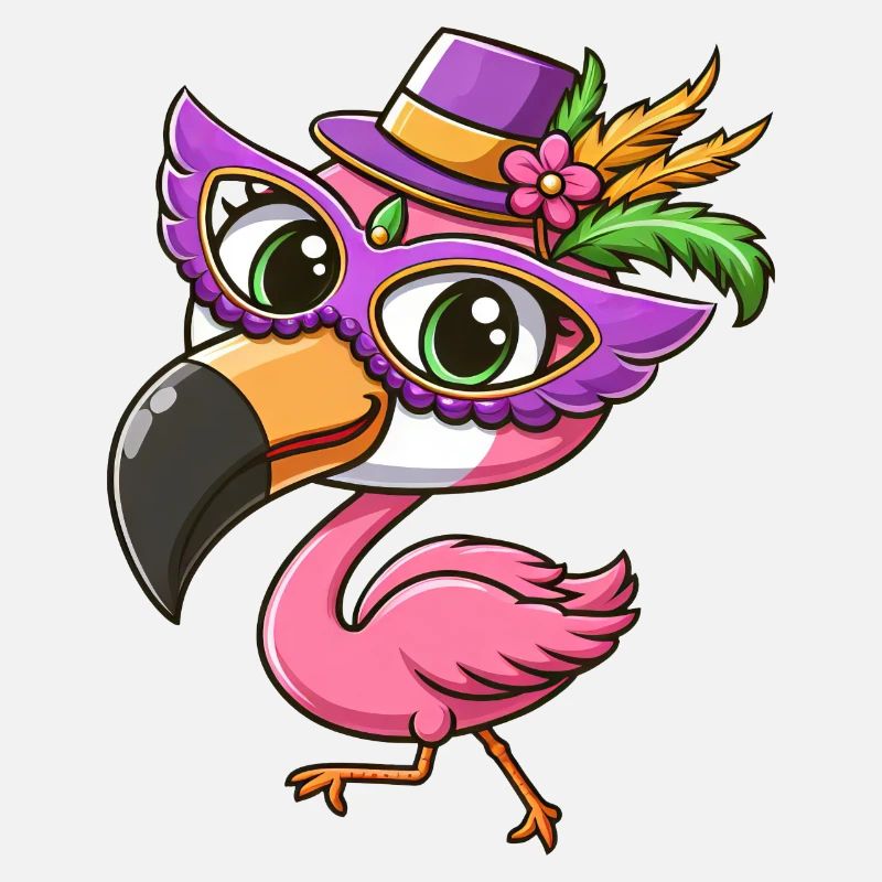 Mardi Gras Comic Flamingo