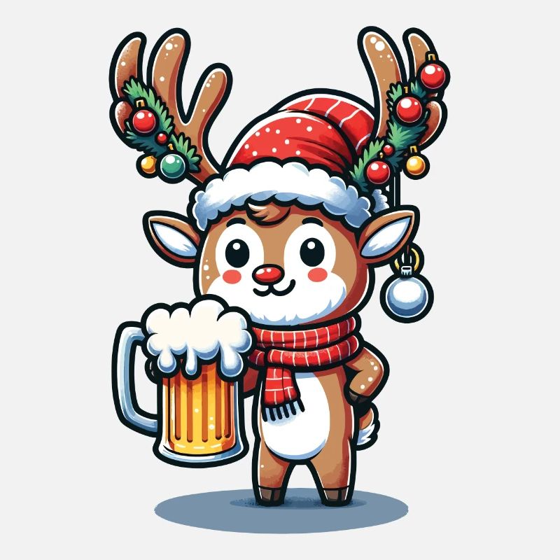 Renne de Noël avec chope de bière