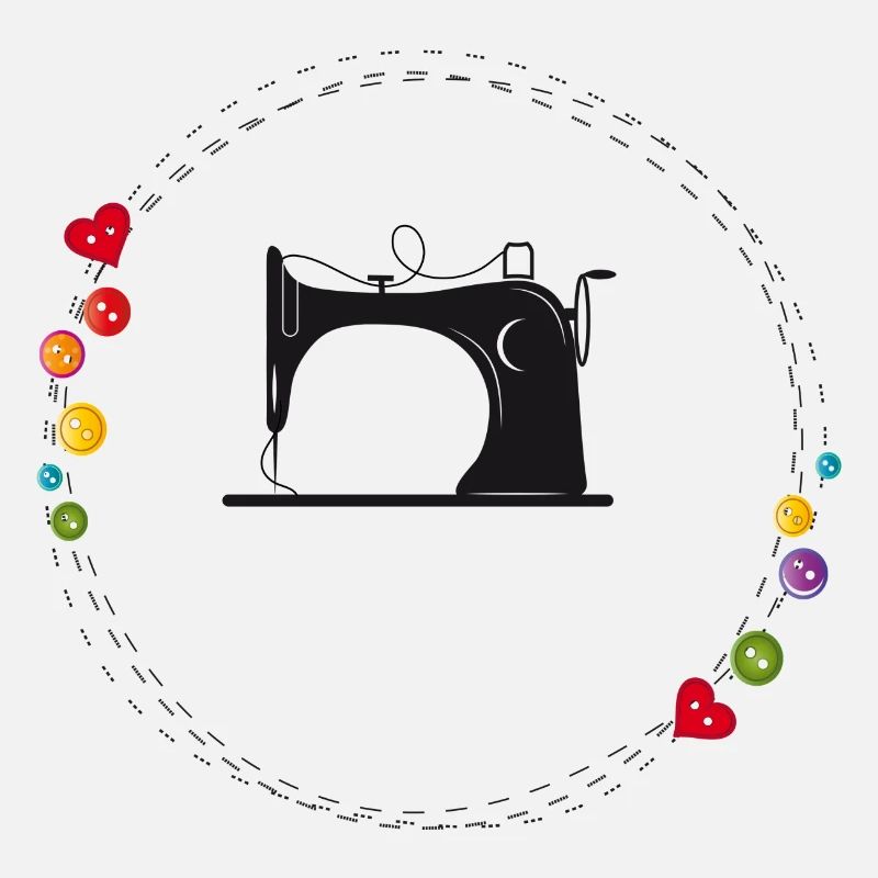 nostalgic stylized sewing machine with buttons