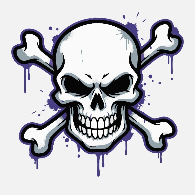 Dark skull with bone