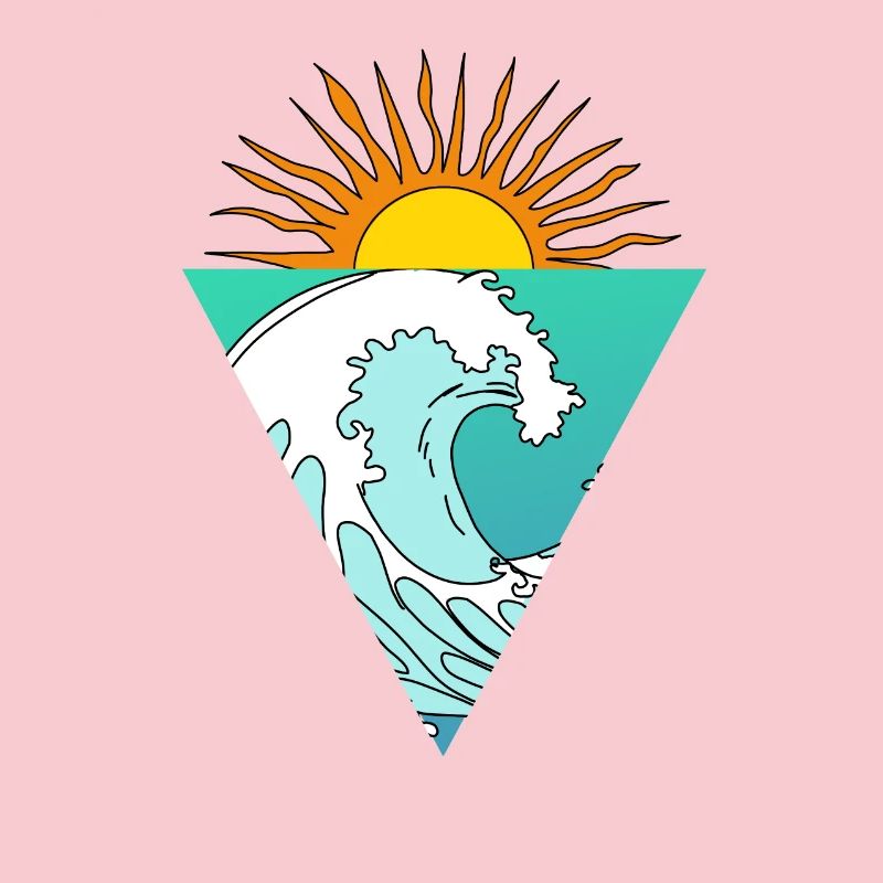 Wave Sun Sea Triangle Retro Logo Triangle