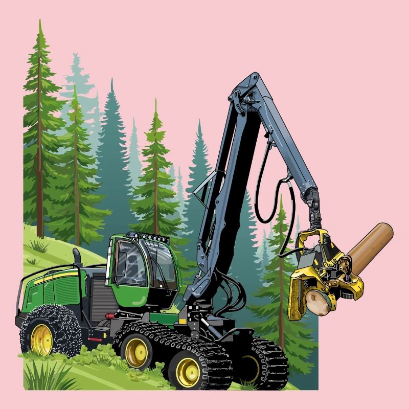 Récolteuse, moissonneuse en forêt
