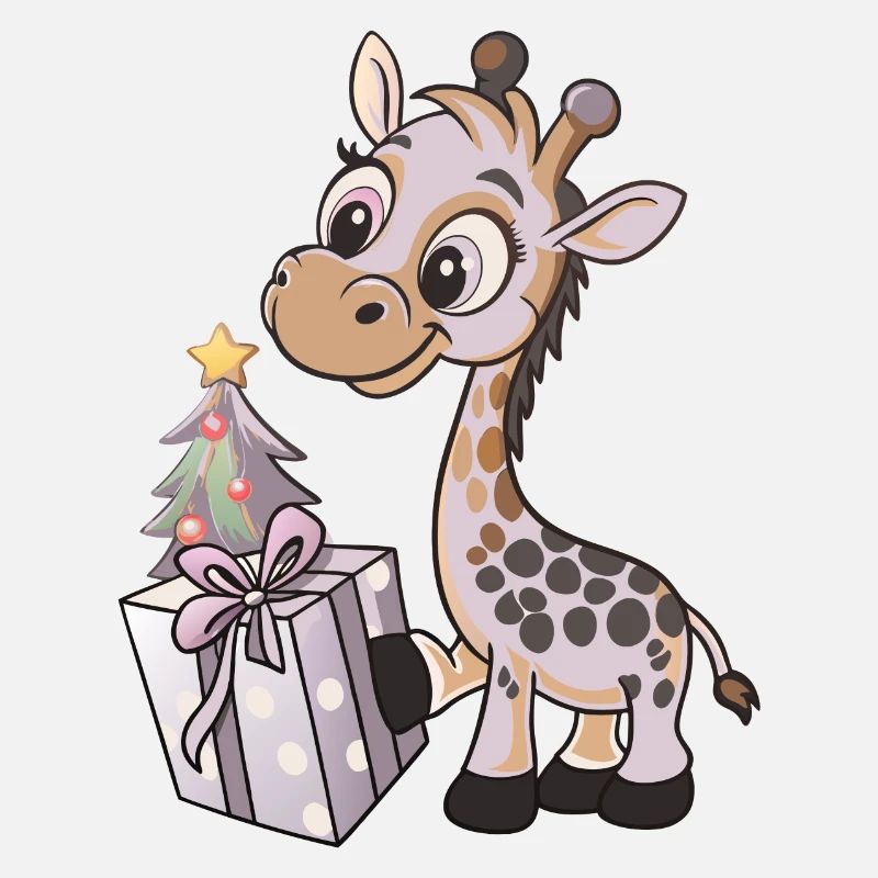 Cute Giraffe Unwraps Gift