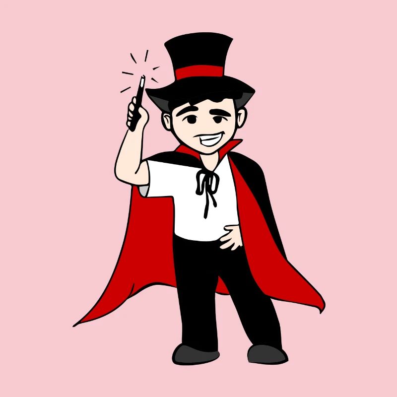 funny wizard with magic wand