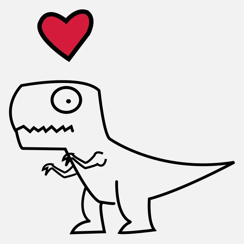 Dino Herz auf Schwarz