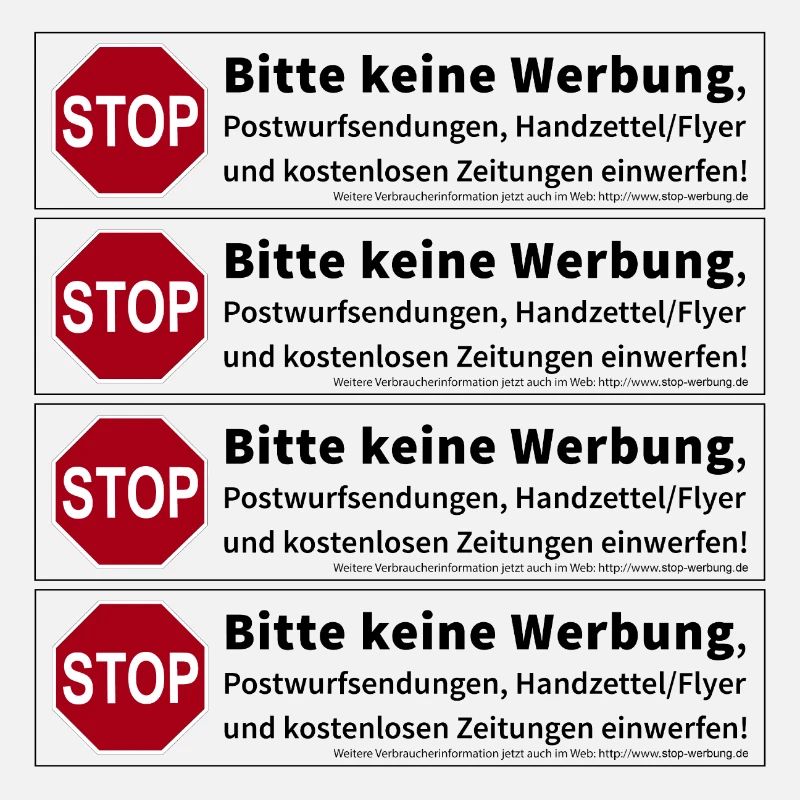 4 x Stop Bitte keine Werbung Sticker