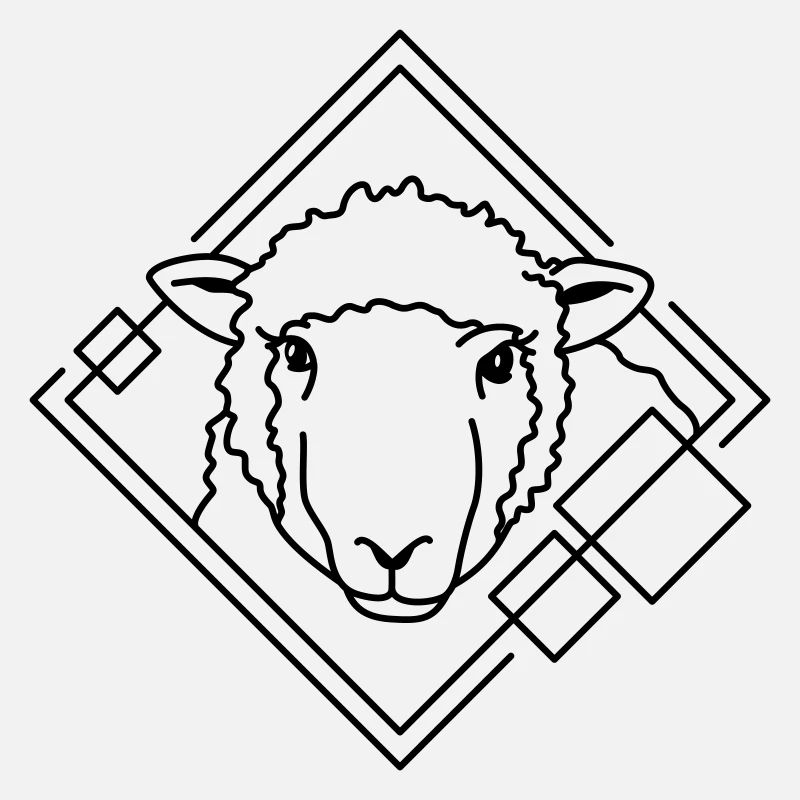 Sheep in Geometric Shape - Line Art Design