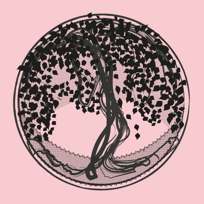 Dark Tree Circle Silhouette