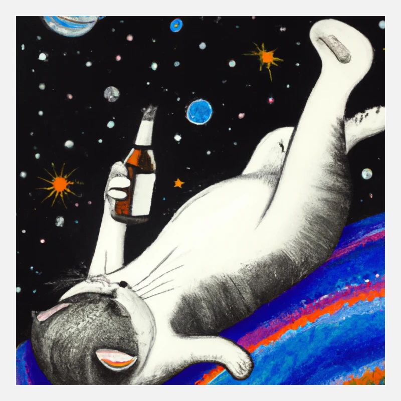 Drunk cat in space.