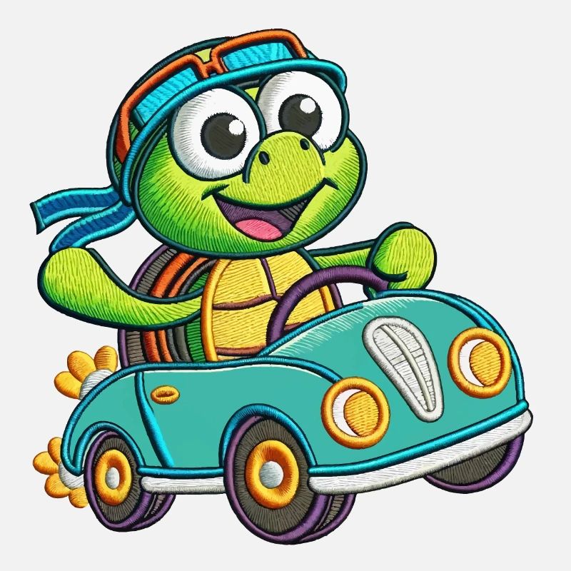 Adventurous Turtle Driving Car