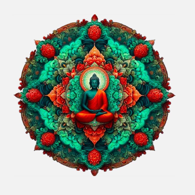 Bouddha Mandala sarcelle