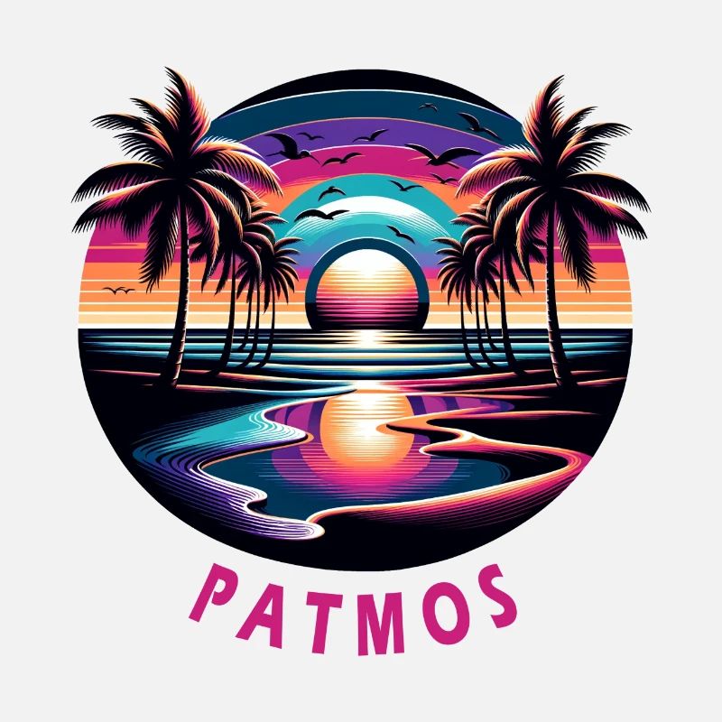 Patmos, Grèce, vacances, plage, coucher de soleil