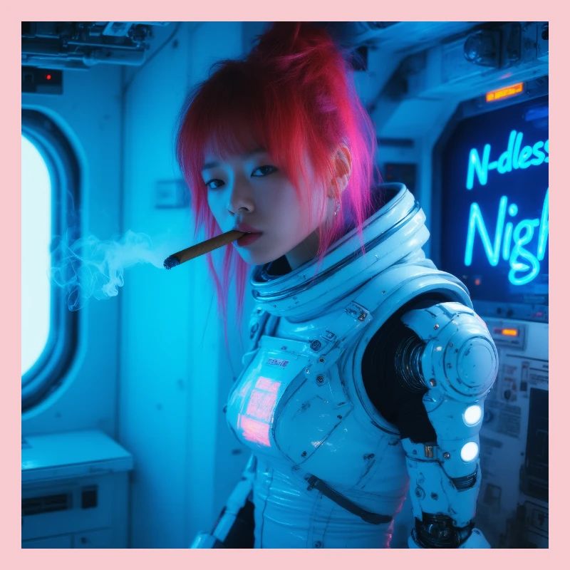 Space Soldier mit einer Zigarre
