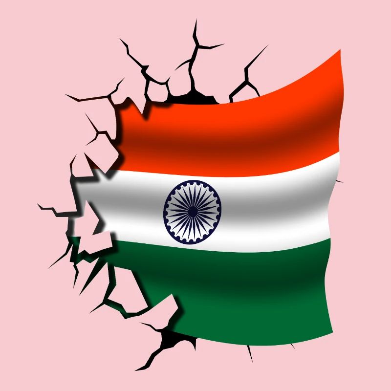 Drapeau de l’Inde - Inde - Drapeau Broken Design