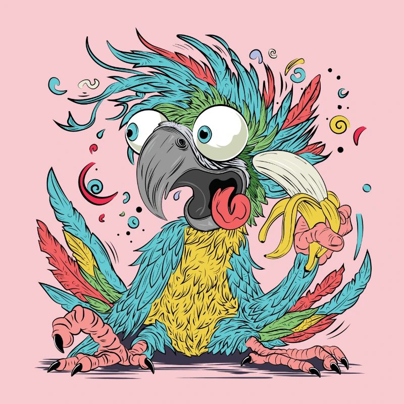 Cuclillo Perroquet Conception de dessin ludique | Coloré