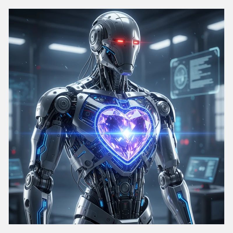 Futuristic robot with light effect