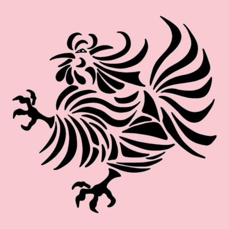 Dessin au trait complexe d'un coq