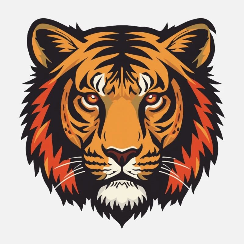 Expressive tiger head impression