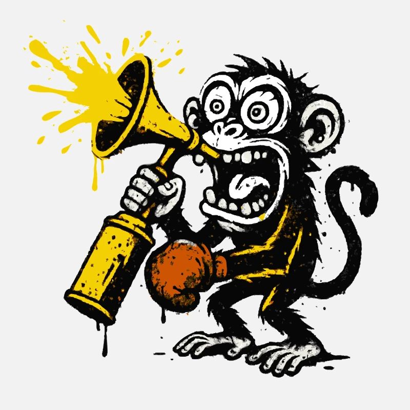 Singe expressif avec mégaphone