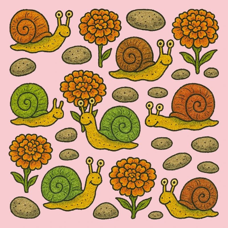 Sunny Snails Garden Pattern