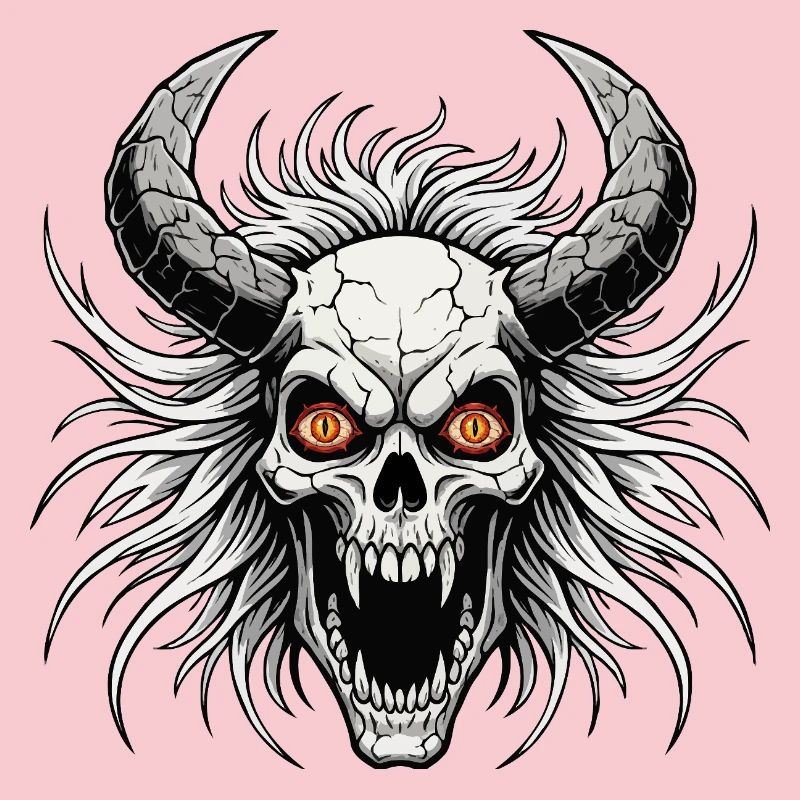 Crâne de diable avec des cornes