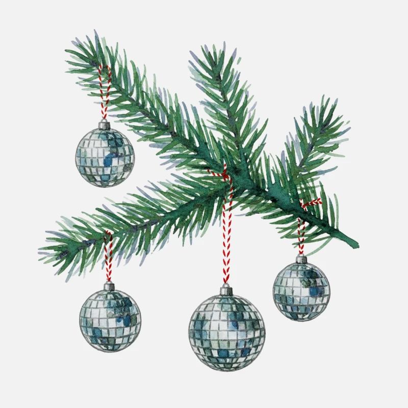 Boules disco sur le sapin de Noël