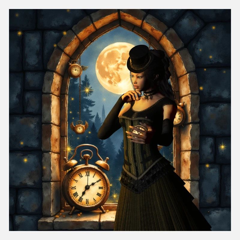 Victorian moon in stone tower