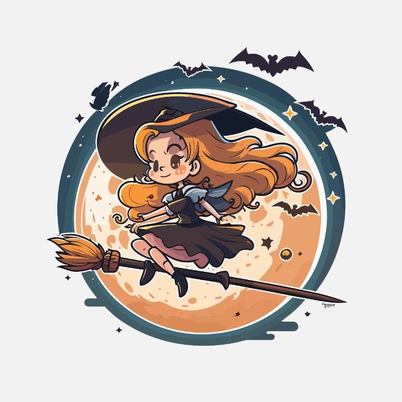 Moonlight Witch on Broom