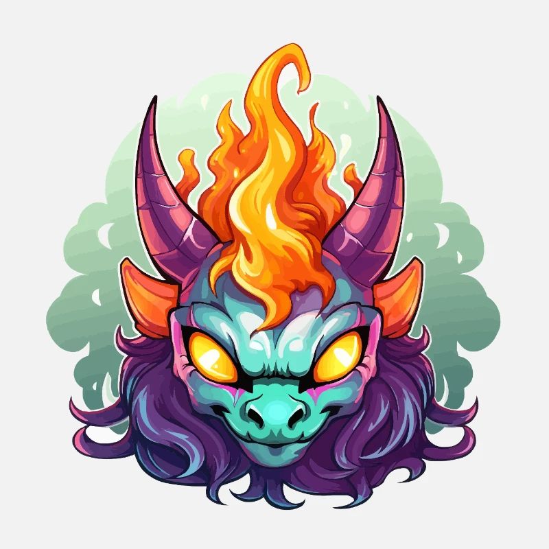 Flame Head Demon Face