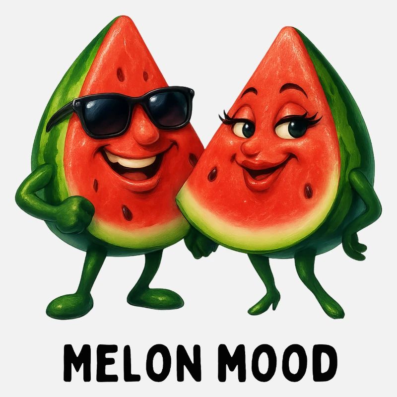 Humeur du melon : Duo pastèques heureux