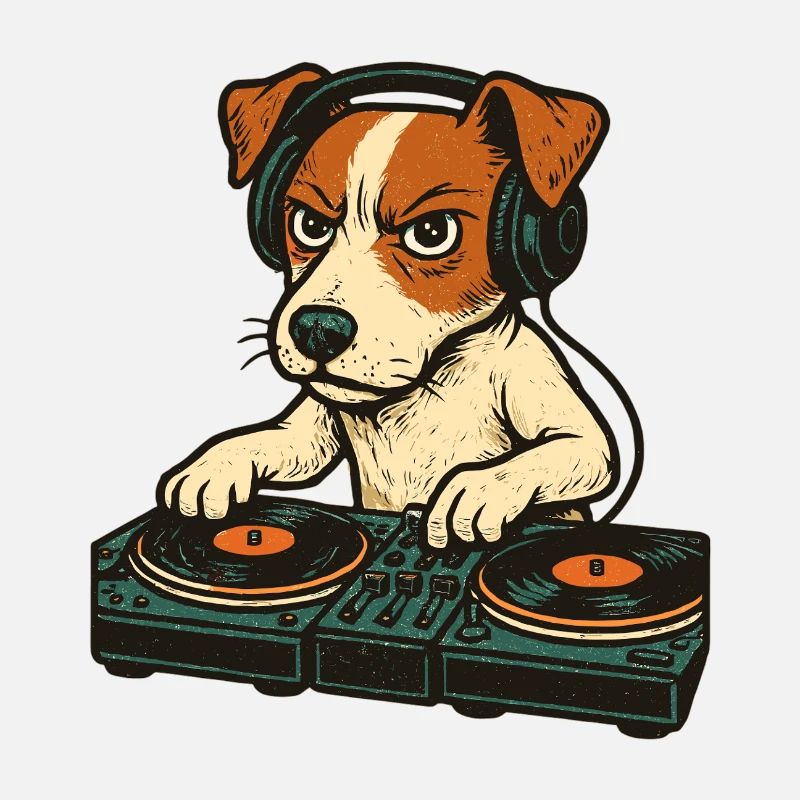 Jack Russell Terrier DJ Turntables Techno Geschenk