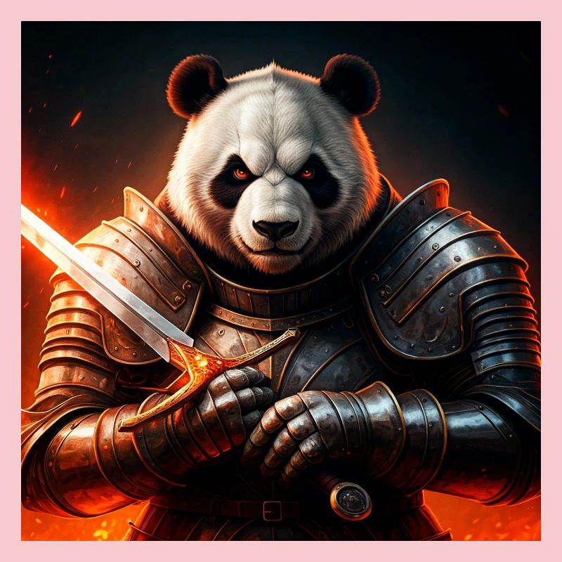 Panda warrior in fire armor