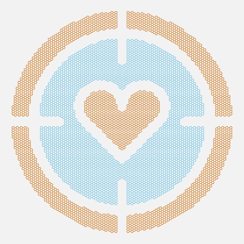 Heart in Target Emblem, honeycomb pattern